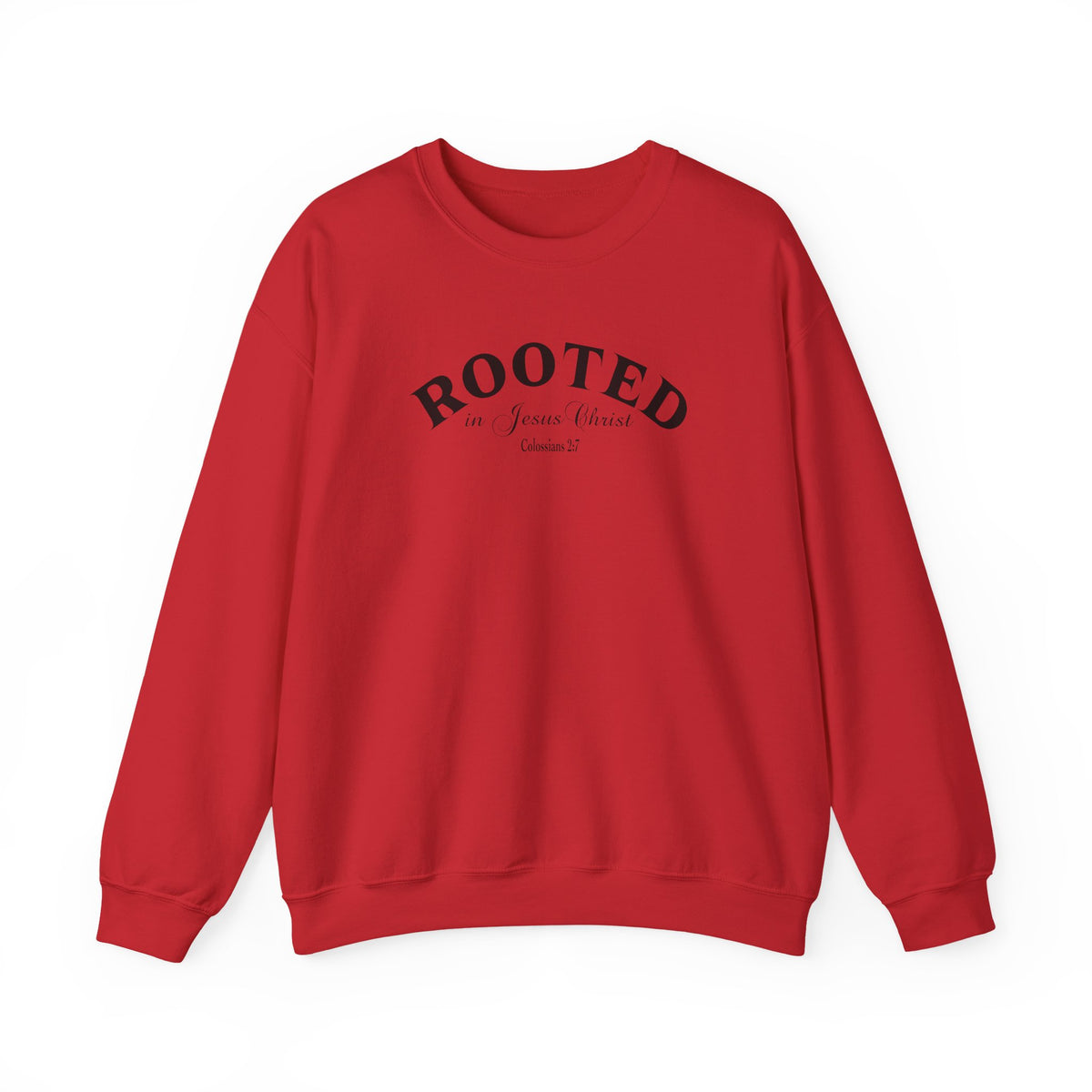 Rooted Crewneck Sweatshirt – Christian Faith ‘Rooted in Jesus Christ’ Graphic