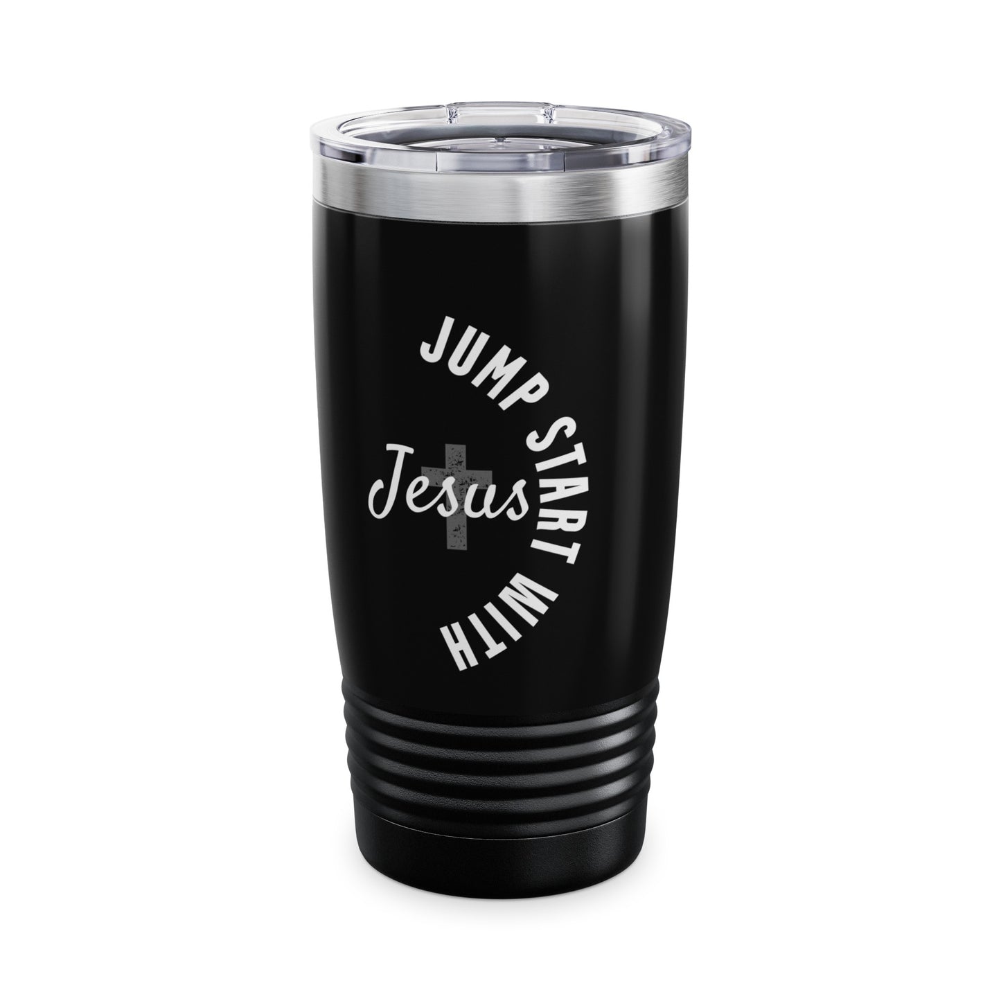 Jump Start With Jesus  Black 20oz Tumbler