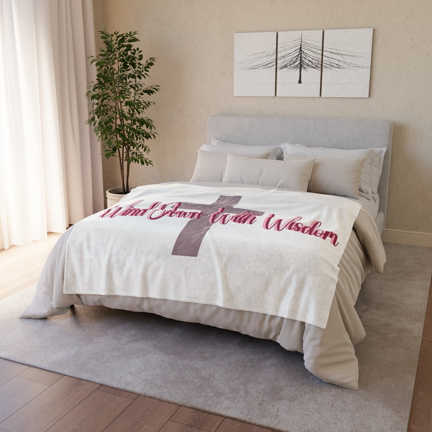 Wind Down With Wisdom Soft Polyester  Cross Blanket