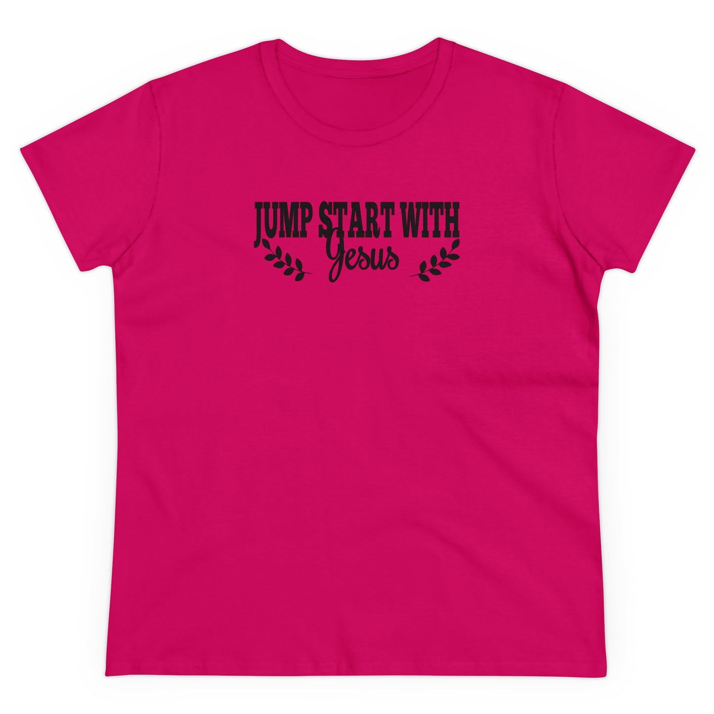 Women's Jump Start Blk Bold & Cursive Font Tee