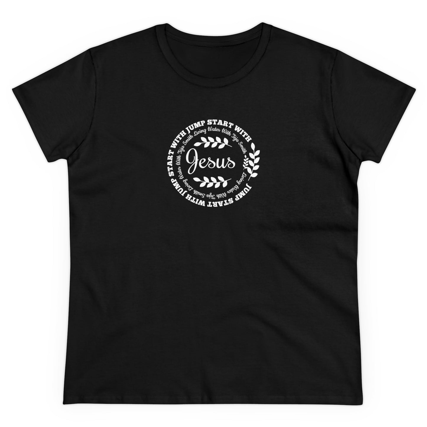 Women's Jump Start Black Circle Wreath Tee