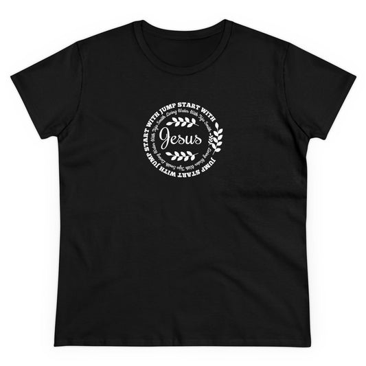 Women's Jump Start Black Circle Wreath Tee