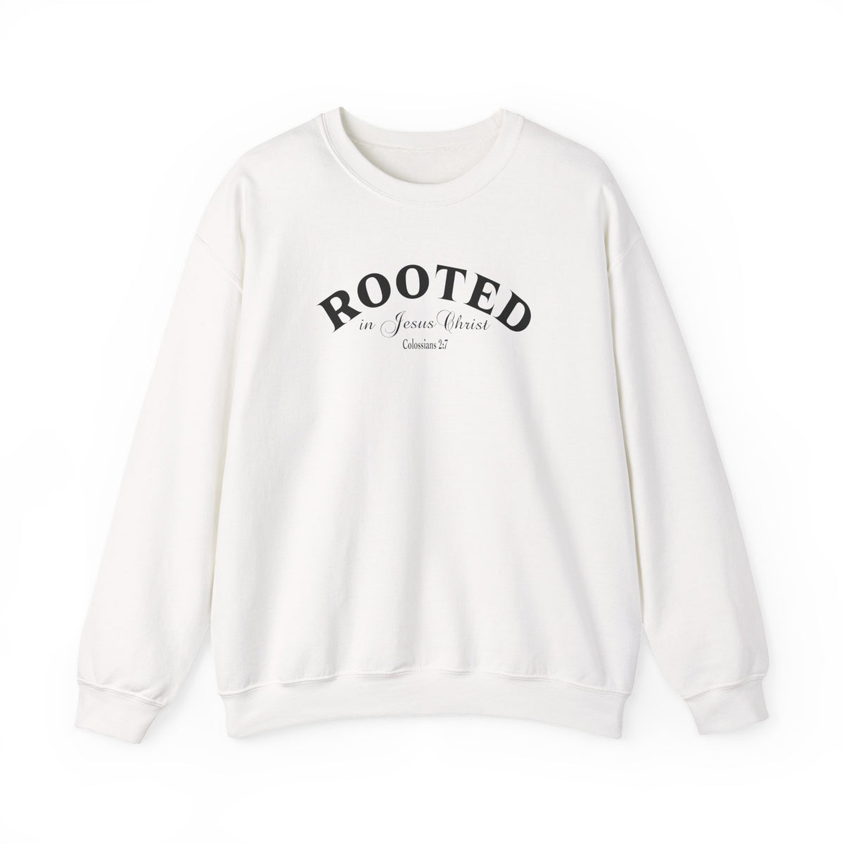 Rooted Crewneck Sweatshirt – Christian Faith ‘Rooted in Jesus Christ’ Graphic