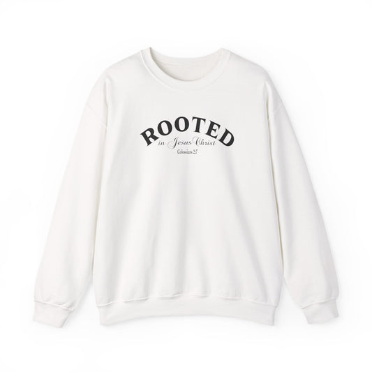 Rooted Crewneck Sweatshirt – Christian Faith ‘Rooted in Jesus Christ’ Graphic