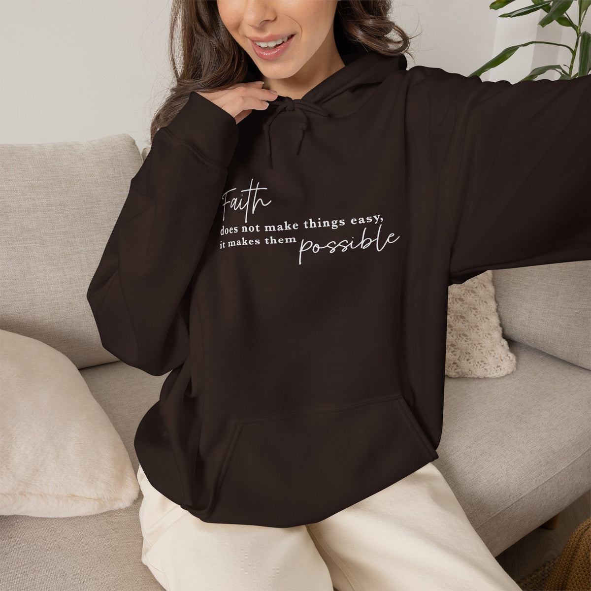 Faith Makes the Impossible Hoodie — Inspirational Christian Quote Pullover