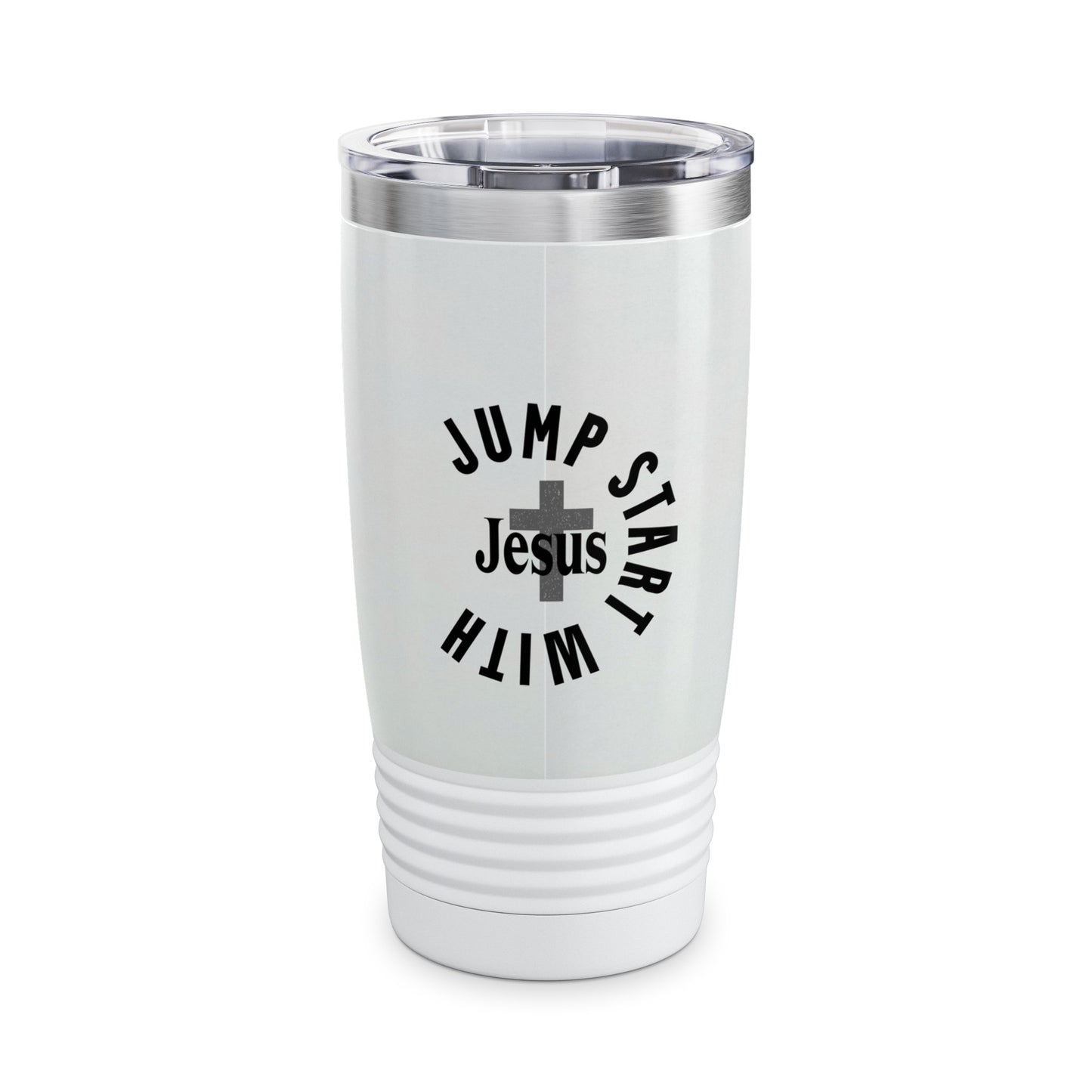 Jump Start With Jesus White Tumbler, 20oz