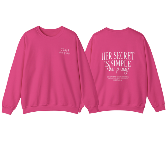 Her Secret Is Simple Crewneck Sweatshirt — Christian Faith Quote Pullover