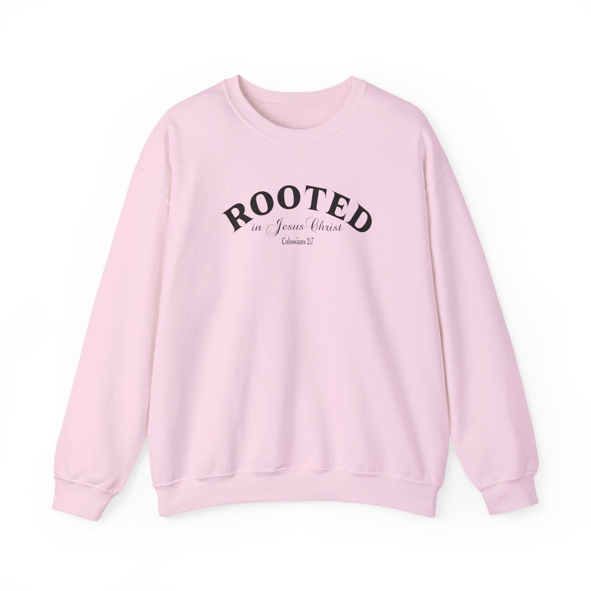 Rooted Crewneck Sweatshirt – Christian Faith ‘Rooted in Jesus Christ’ Graphic
