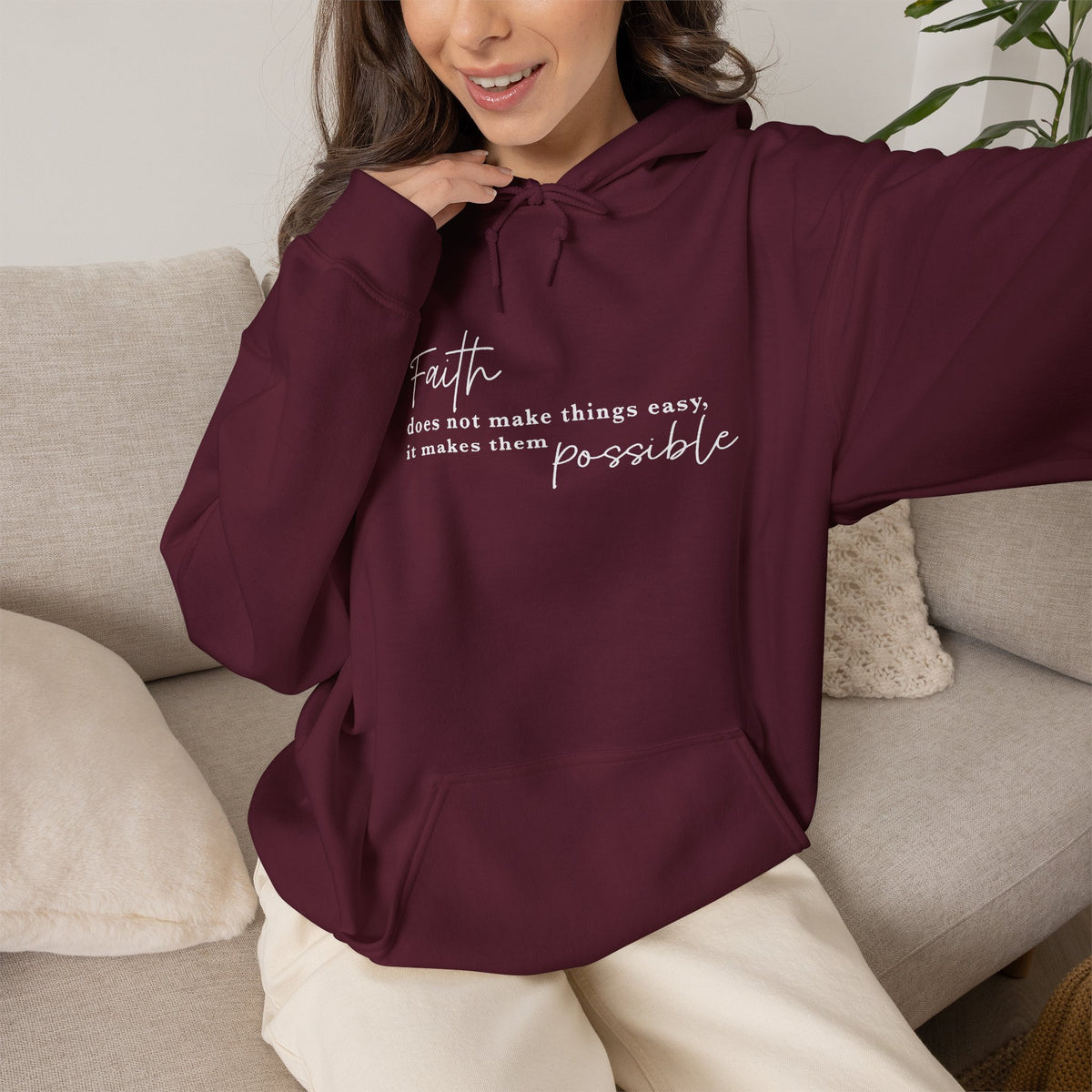 Faith Makes the Impossible Hoodie — Inspirational Christian Quote Pullover