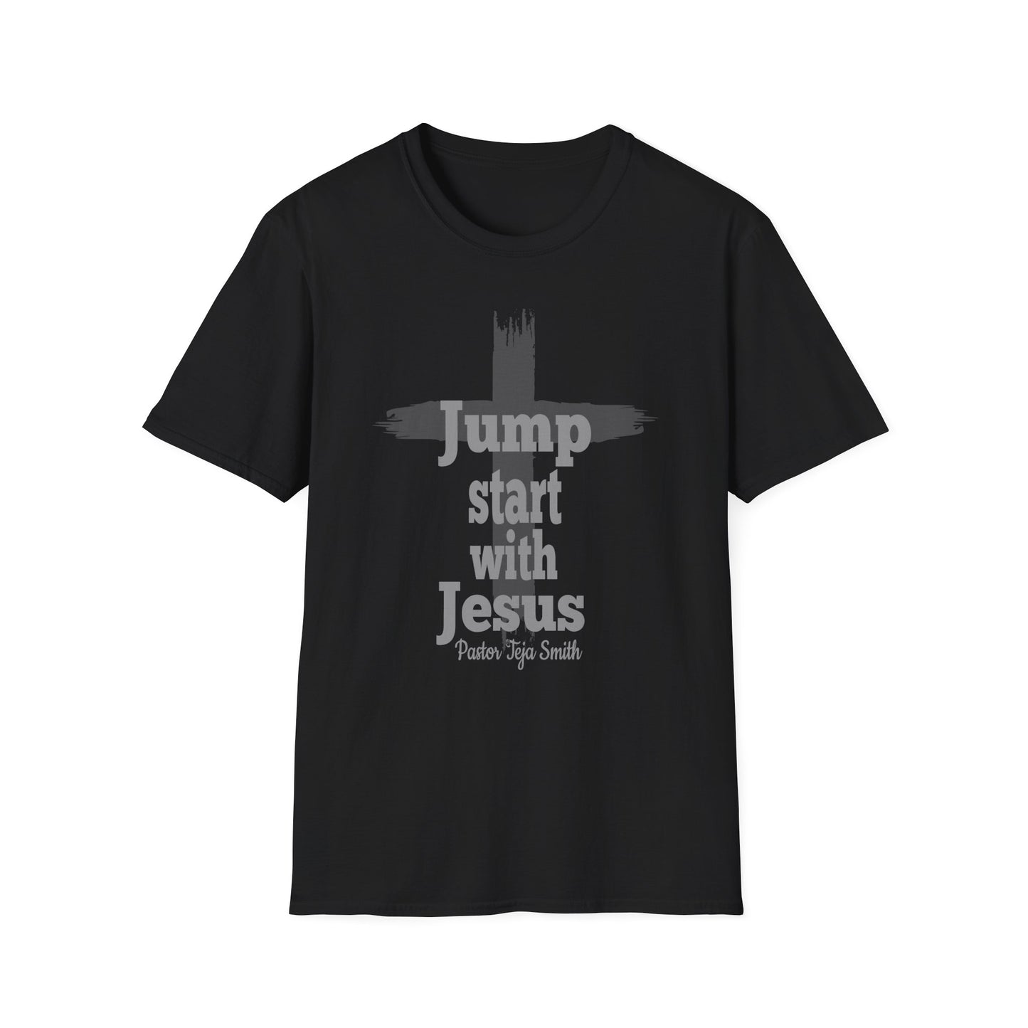 Jump Start With Jesus Cross Black T- Shirt