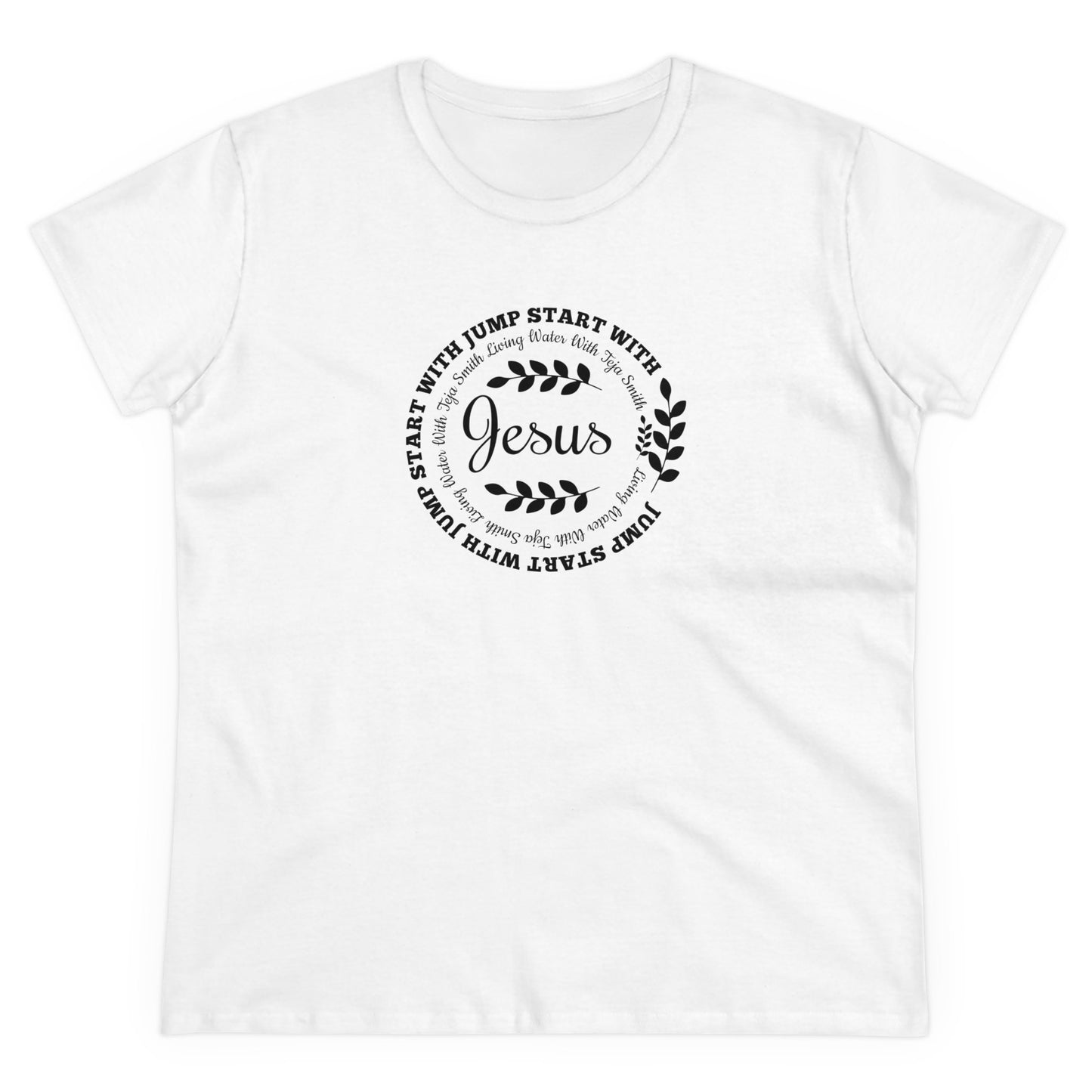 Women's Jump Start White Circle Wreath Tee