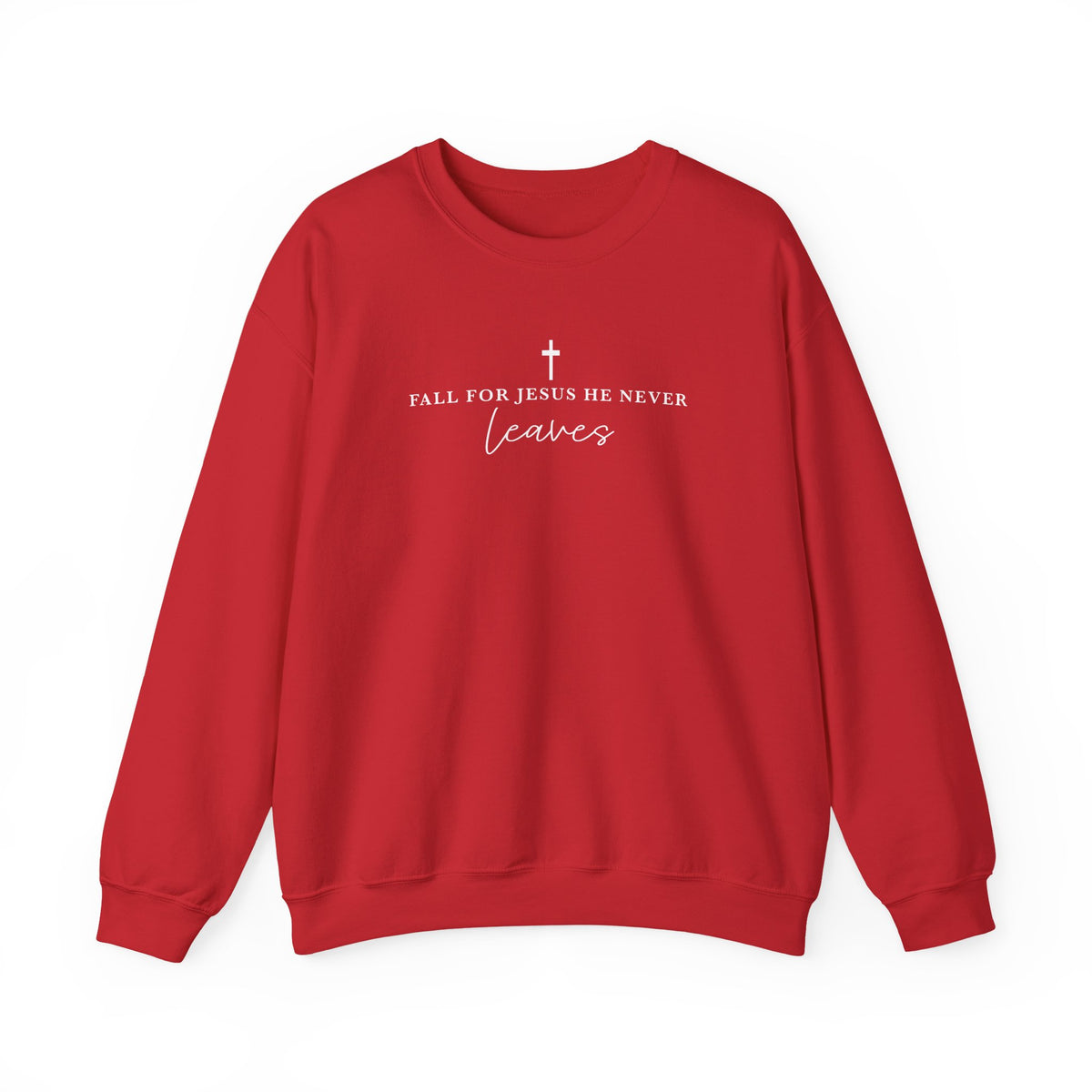 Faith Crewneck Sweatshirt — "For Jesus He Never Leaves" Christian Pullover