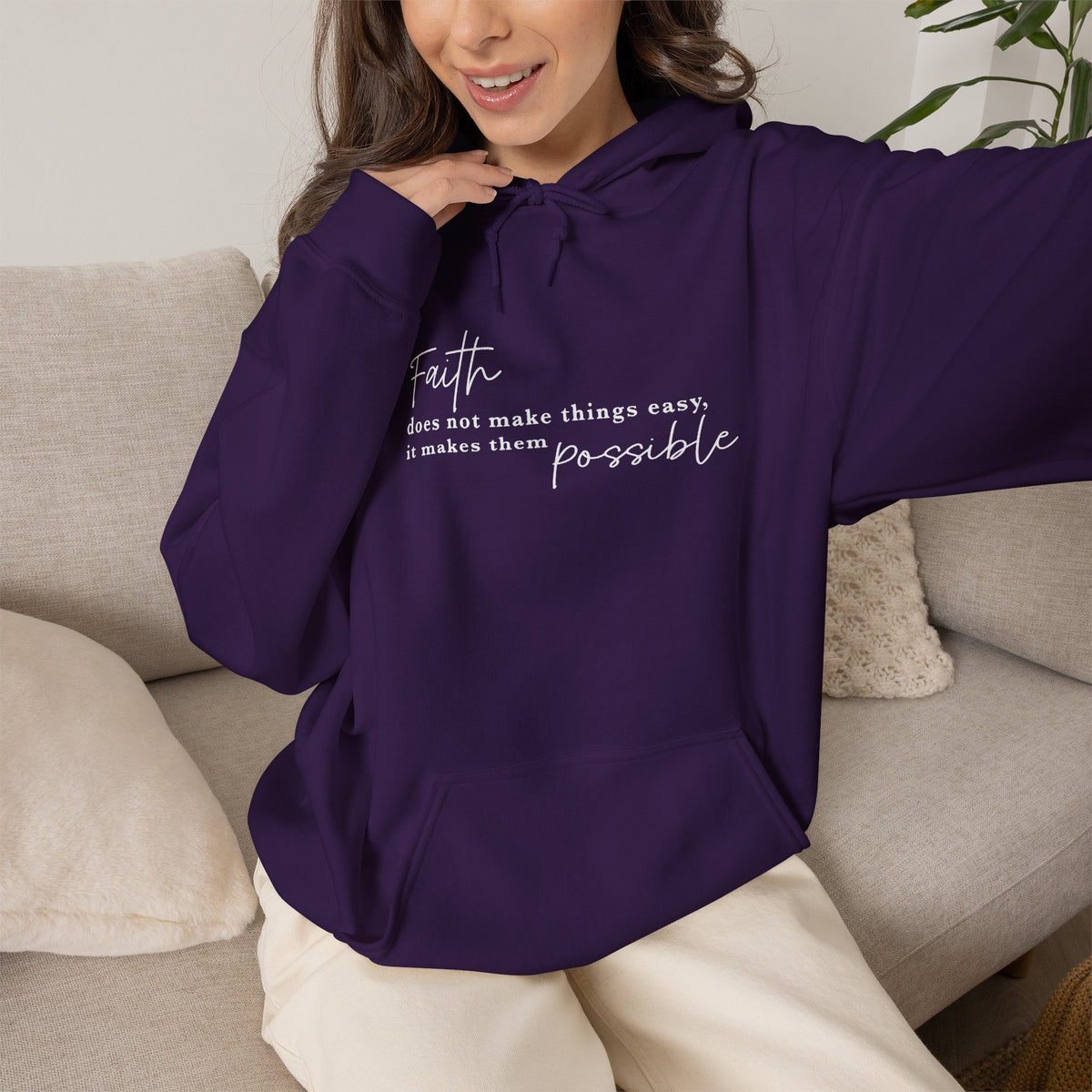 Faith Makes the Impossible Hoodie — Inspirational Christian Quote Pullover