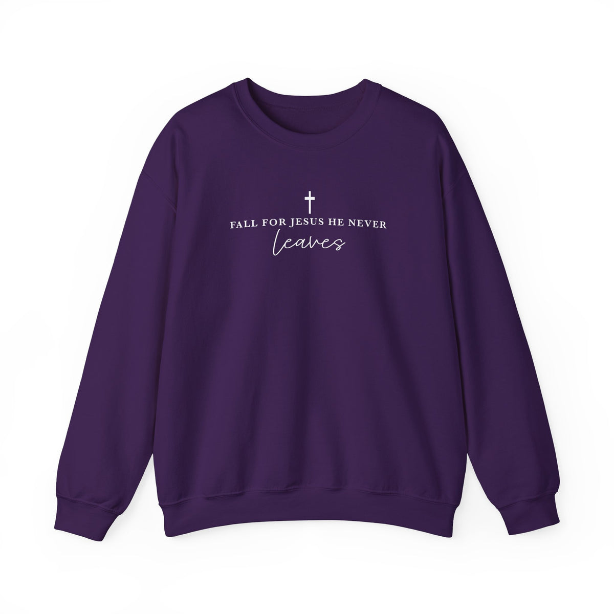 Faith Crewneck Sweatshirt — "For Jesus He Never Leaves" Christian Pullover