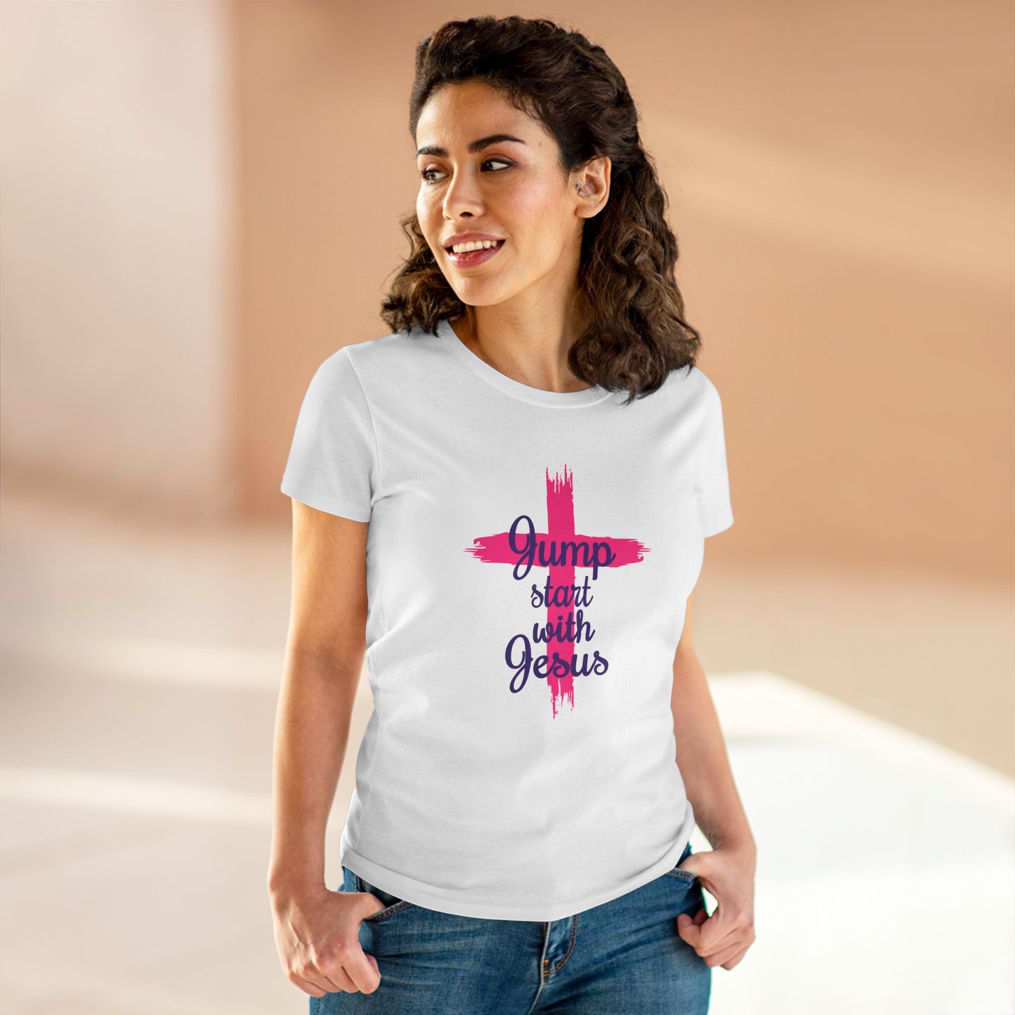 Women's Jump Start Pink & Purple Cross Tee