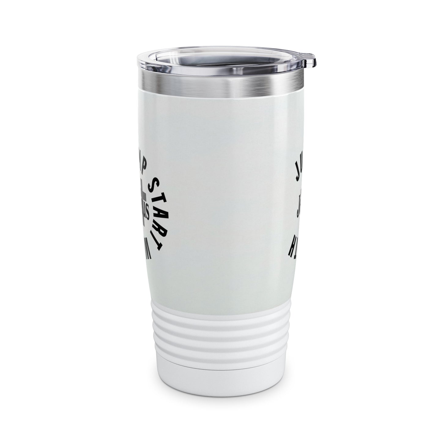 Jump Start With Jesus White Tumbler, 20oz