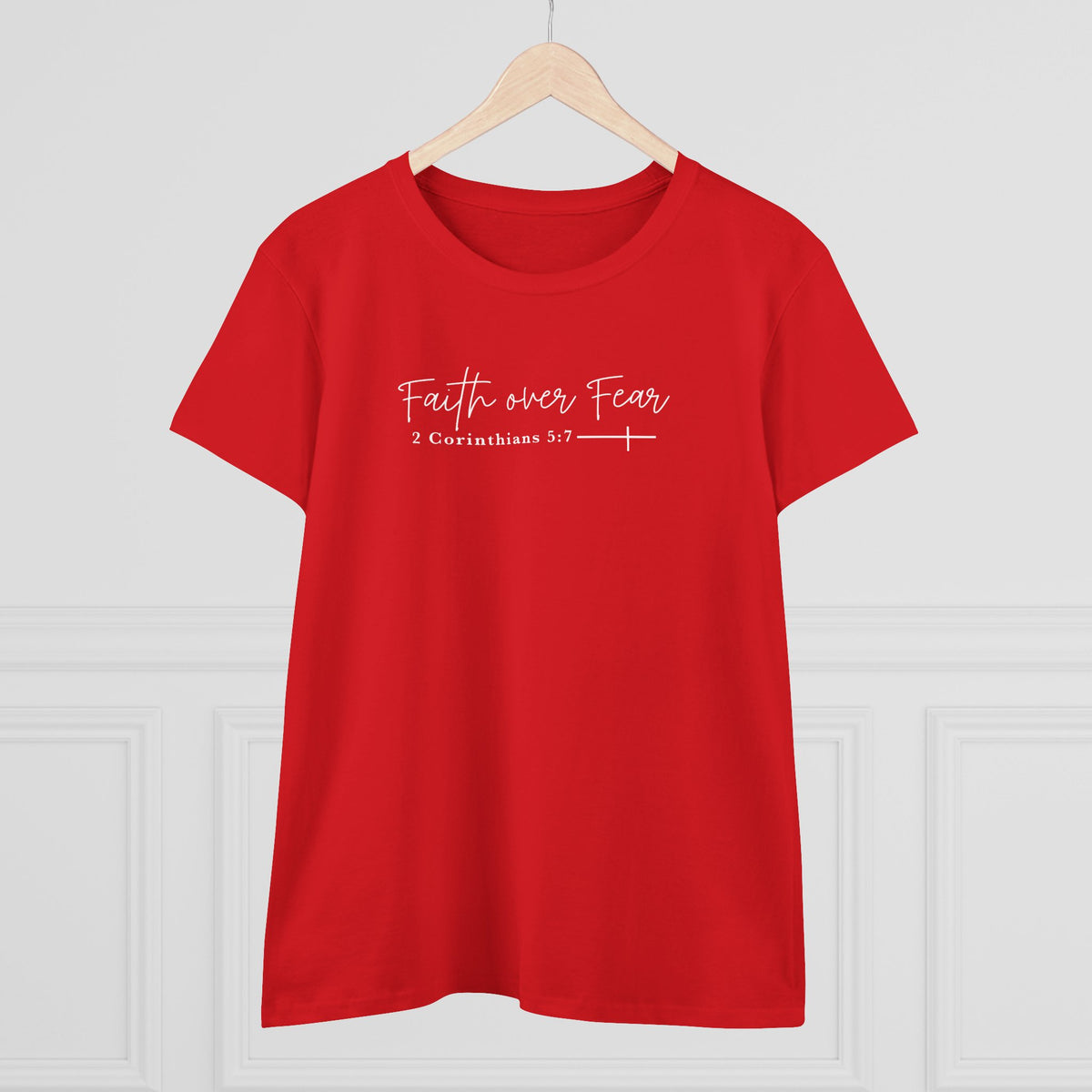 Faith Over Fear Women's Tee — 2 Corinthians 3:7 Inspirational Christian Shirt